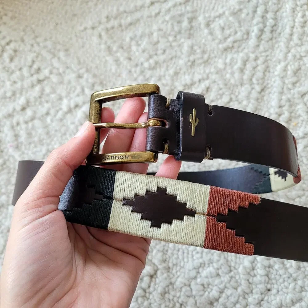 Cardon Belt Argentina Men's Embroidered Leather Belt Sz 36